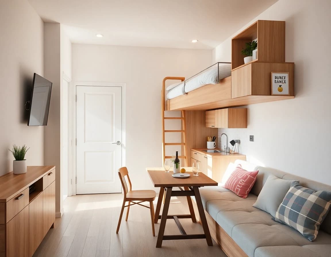 20qm Wohnung einrichten: kompaktes Studio mit multifunktionaler Möblierung