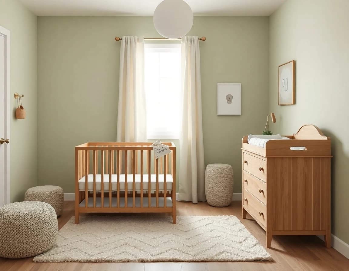 Babyzimmer einrichten: helles, gemütliches Kinderzimmer mit Wickelkommode und weichen Pastelltönen